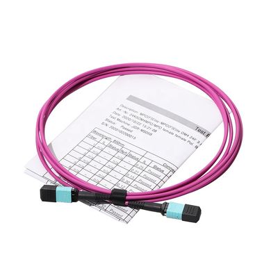 12中心24の中心繊維ケーブルのパッチ・コード、QsfpのためのMtp Mpoパッチ ケーブルOm3 Om4