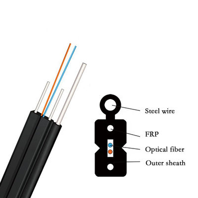鋼線の黒い色のFTTH 12の中心の低下の光ファイバケーブルGJYXCH